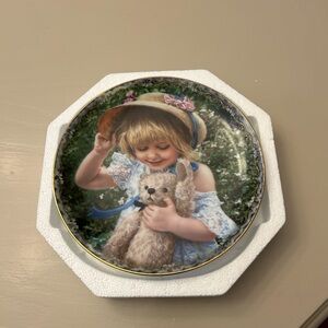 Decorative Plate with Girl and Teddy Bear
